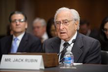 Holocaust Survivor, Jack Rubin of Boynton Beach, FL, delivers his compelling testimony to the committee.
